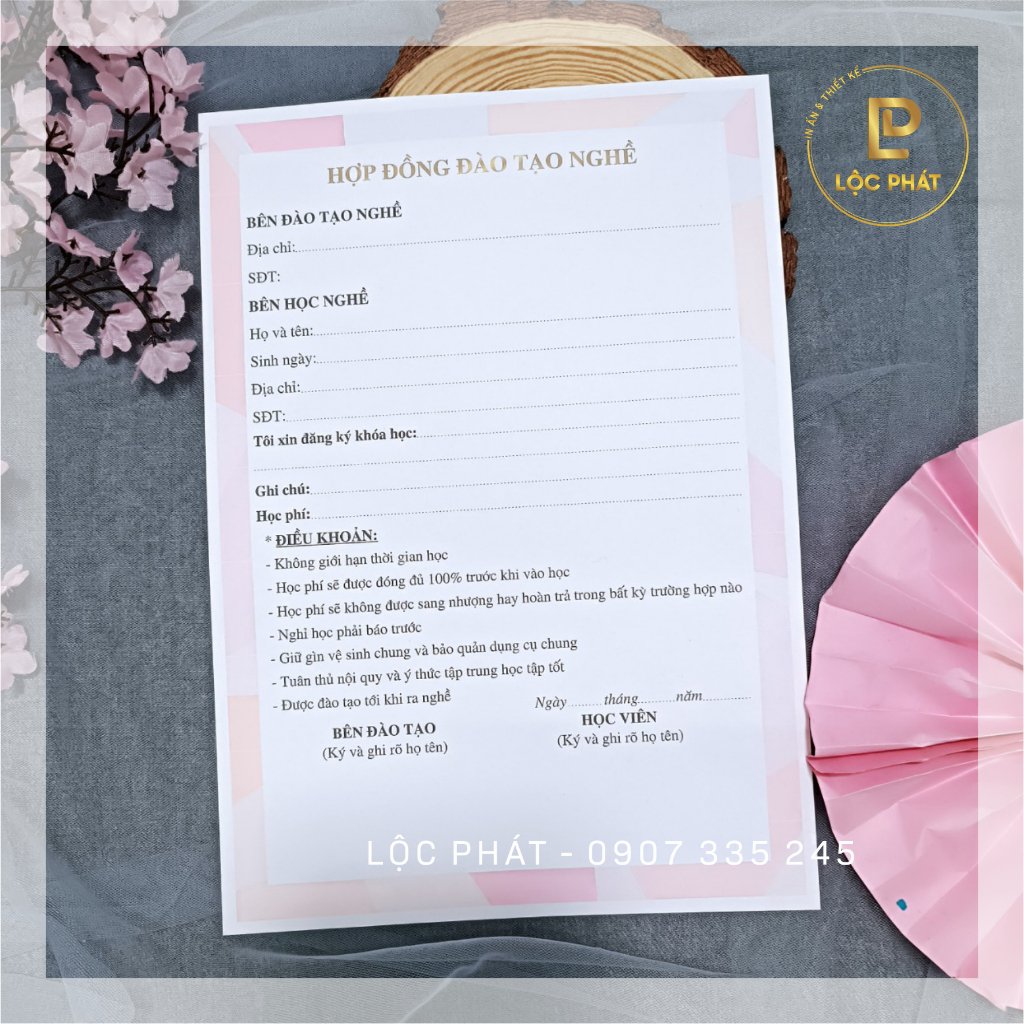 Khuyến mãi  hợp đồng Nails Spa siêu xinh giấy 180gsm kích thước A4 Viết mực lên được