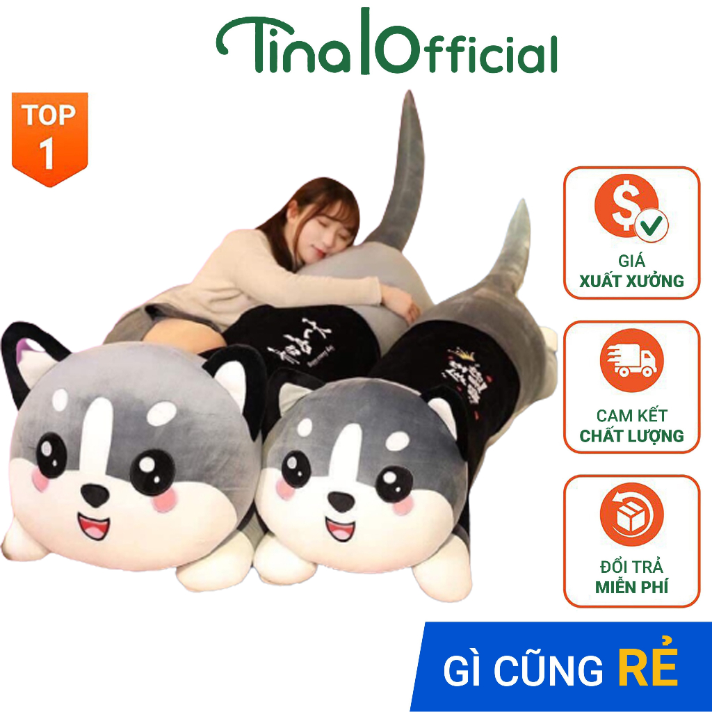 Gấu bông mèo mini Husky cho bé, gối ôm mèo Husky mềm mịn cao cấp, thú nhồi bông siêu dễ thương 50 -150cm TINA OFFICIAL