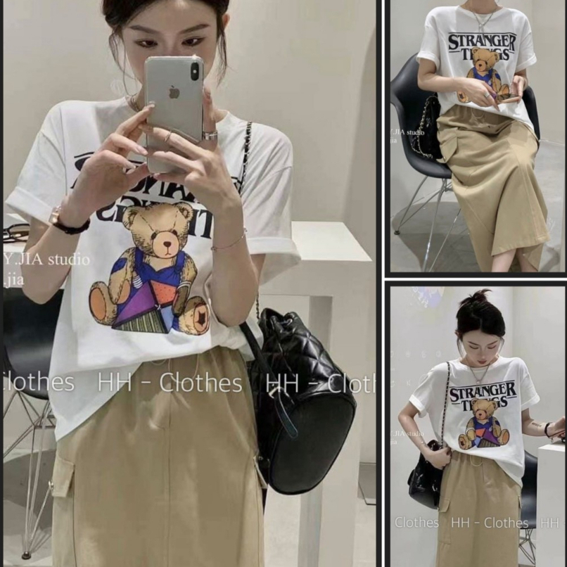 Set áo thun họa tiết mix chân váy đứng dáng dài thời trang basic , trẻ trung dành cho các nàng hẹn hò, đi chơi, du lịch