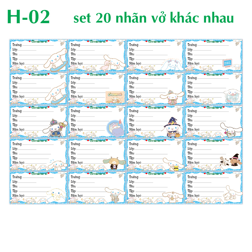 Nhãn vở Cinnamorol- nhãn dán Cinnamorol đẹp lung linh