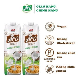 Combo nước cốt dừa 16-19% béo vico rich 1l