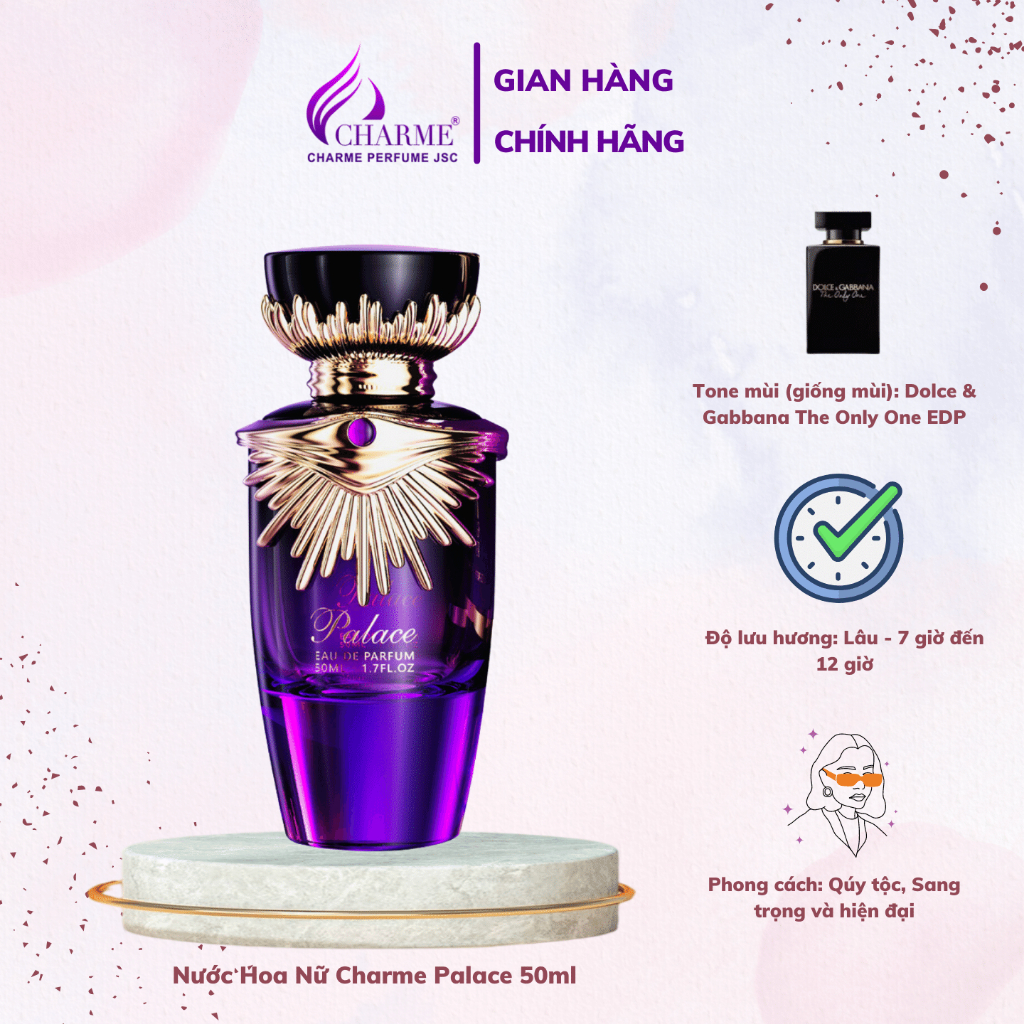 Nước hoa nữ cao cấp,Good Charme Palace chính hãng, nốt hương sang trọng, lôi cuốn, toát lên vẻ quý phái 50ml