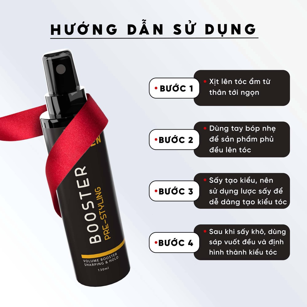 Xịt tạo phồng Glanzen Booster Pre-Styling - 130ml