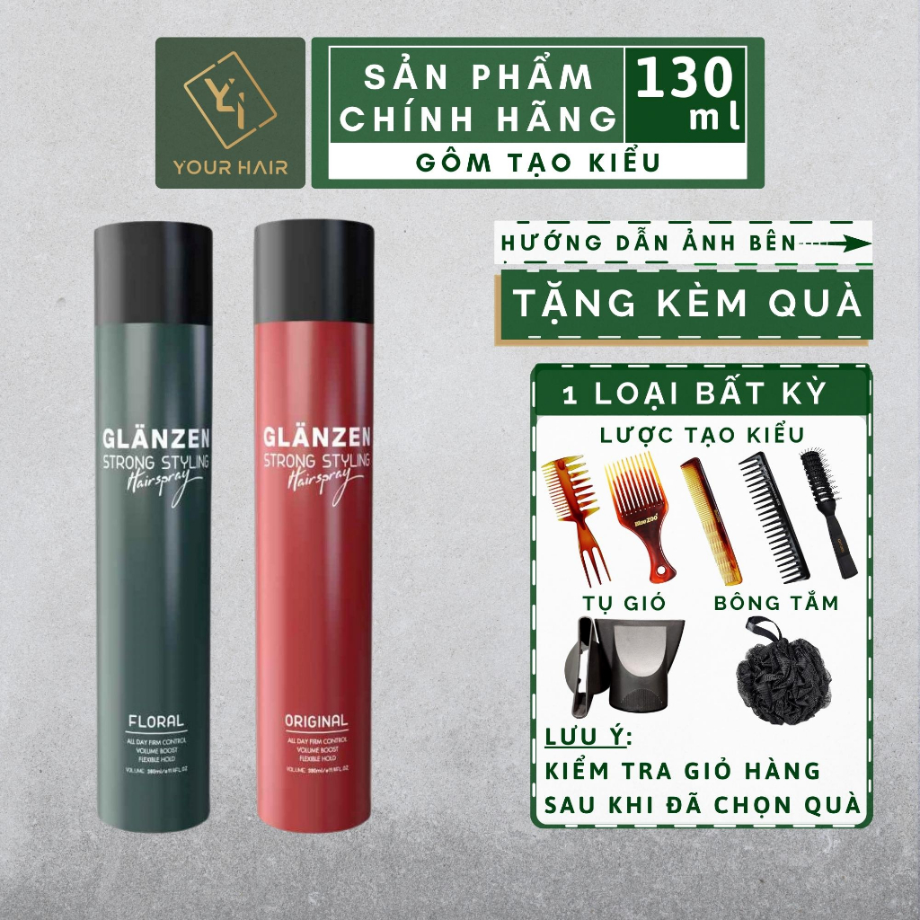 Gôm tạo kiểu tóc Glanzen - 380ml | Original, Prime Floral