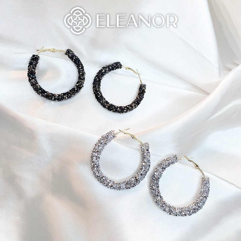Bông tai nữ chuôi bạc 925 Eleanor Accessories vòng tròn lấp lánh phụ kiện trang sức 5639