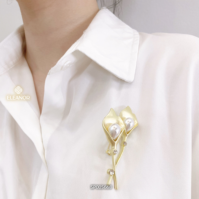 Ghim cài áo nữ Eleanor Accessories đính ngọc trai nhân tạo phụ kiện thời trang 5668