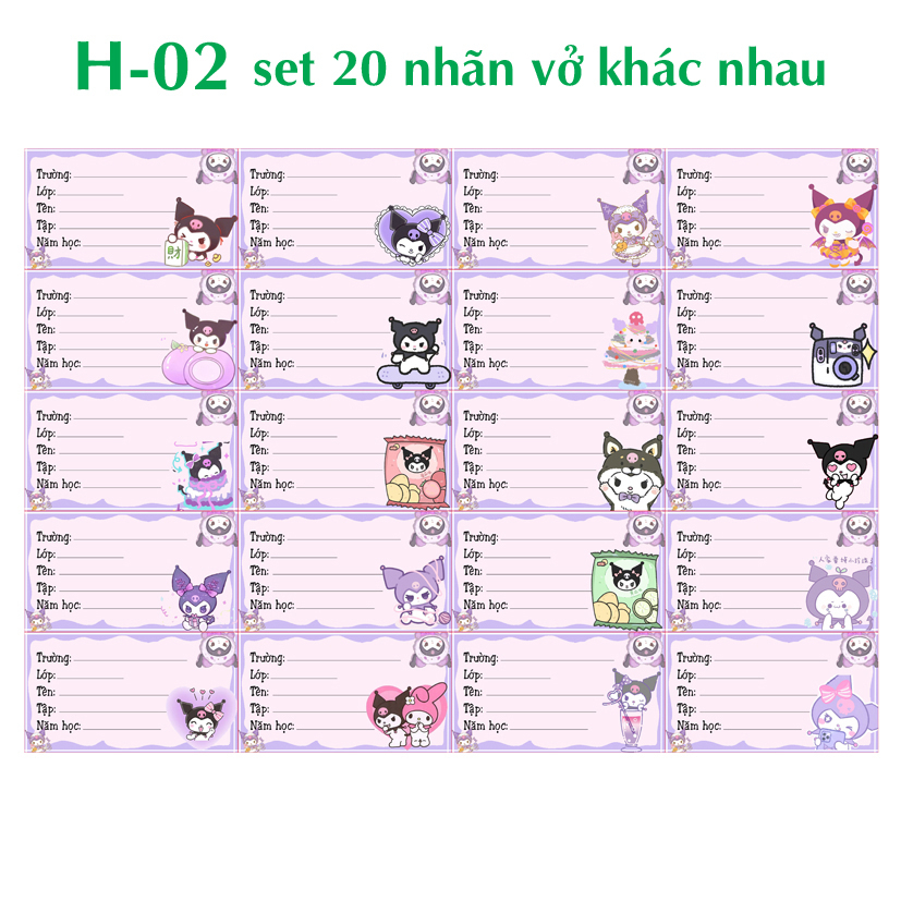 Nhãn vở Kuromi - Nhãn dán Kuromi