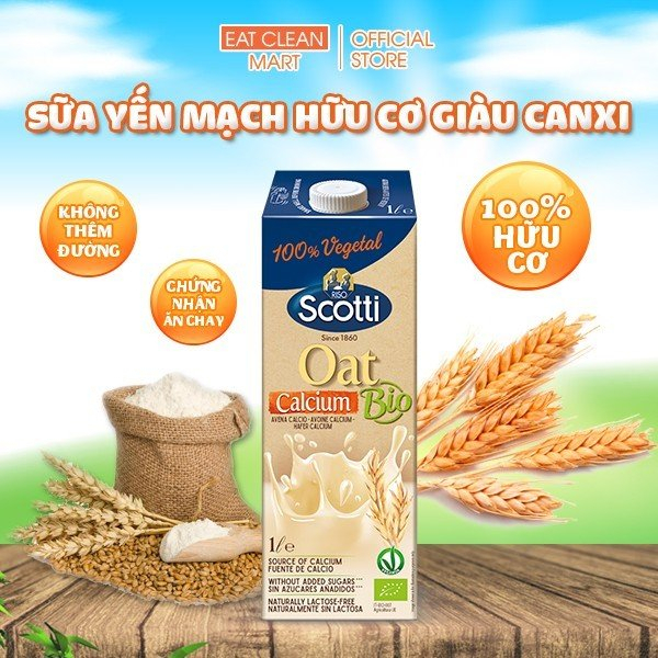 Sữa Yến Mạch Giàu Canxi Riso Scotti - BIO Calcium Oat Drink - Hộp 1L