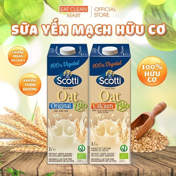 [COMBO 2 HỘP] Sữa yến mạch hữu cơ nhập khẩu Ý Riso Scotti hộp 1L