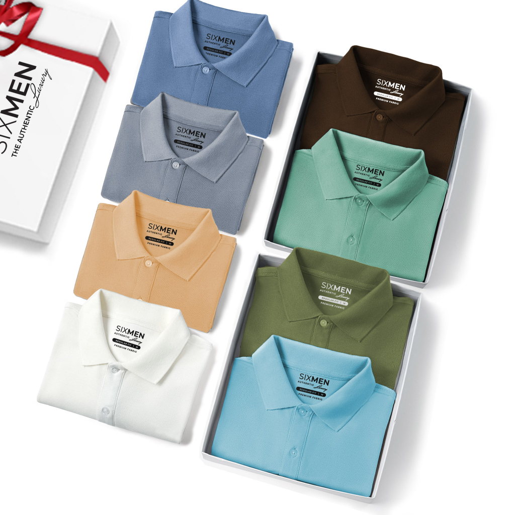 Áo thun Polo Cao Cấp Nam cổ bẻ SIXMEN - Xanh denim trơn - Thoáng mát, sang trọng