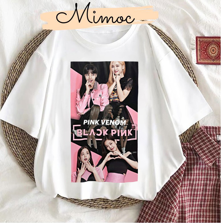 Áo thun tay blackpink tay ngắn phong cách unisex  tặng kèm 5 thẻ ảnh Blackpink