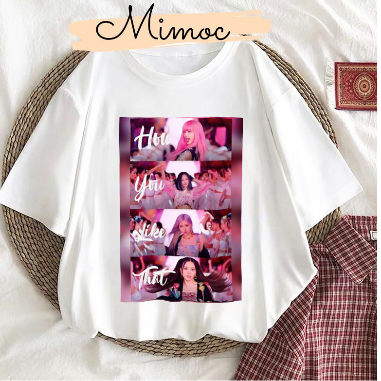 Áo thun tay blackpink tay ngắn phong cách unisex  tặng kèm 5 thẻ ảnh Blackpink