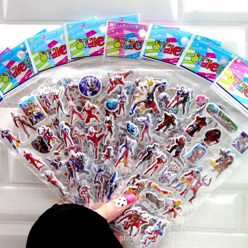 Hình dán sticker 3d nổi cute chống nước chữ động vật siêu nhân công chúa dễ thương trang trí cho bé trai gái