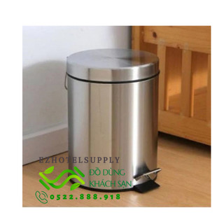 Thùng rác đạp chân inox 5l - đen bóng