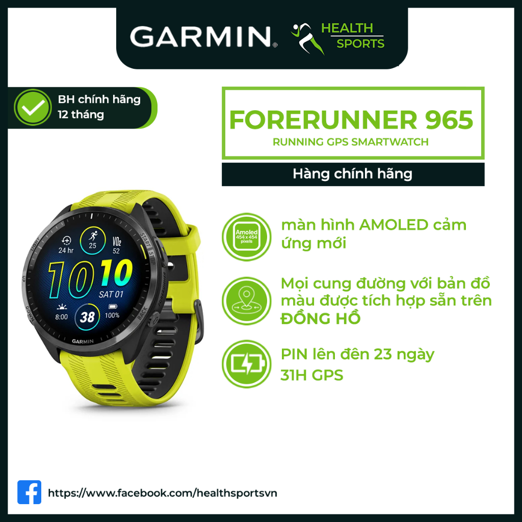 Đồng Hồ Garmin Forerunner 965 - Hàng Chính Hãng