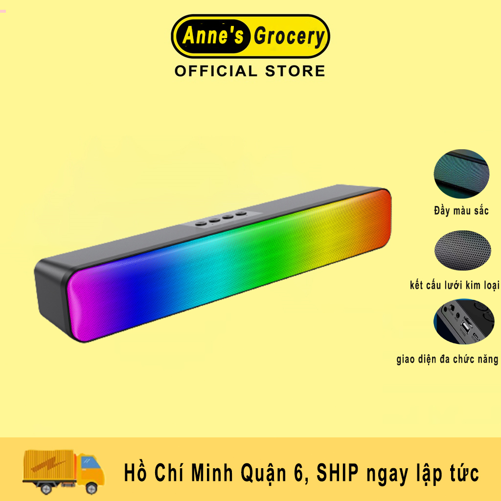 Loa Bluetooth không dây Soundbar RGB 3D Surround Sound Computer Special Edition with LED, Tặng Cáp AUX Bass Cực Mạnh Kết