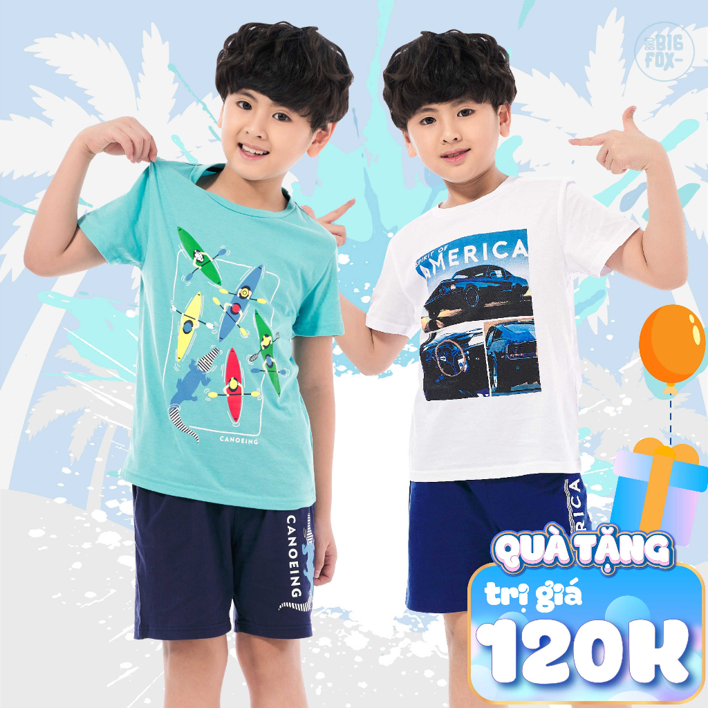 Bộ Bé Trai Size Đại Bigfox, Bộ Cộc Tay Trẻ Em Mùa Hè Chất Cotton In Nhiều Hình Size 3-11 Tuổi, 11kg đến 37 kg