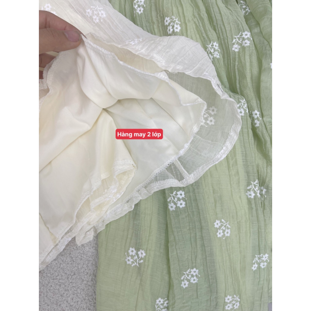 Áo yếm tơ thắt nơ trước thêu hoa nổi 2 lớp MUỐI 3375 P0/K80