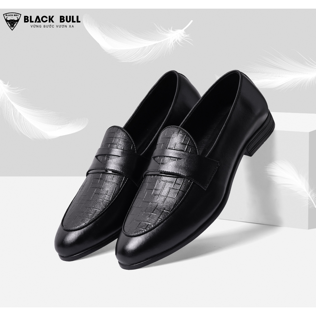 Giày Lười Thiết kế Da bò Cao cấp BLACK BULL BL-09 Đen