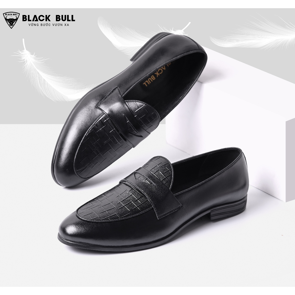 Giày Lười Thiết kế Da bò Cao cấp BLACK BULL BL-09 Đen