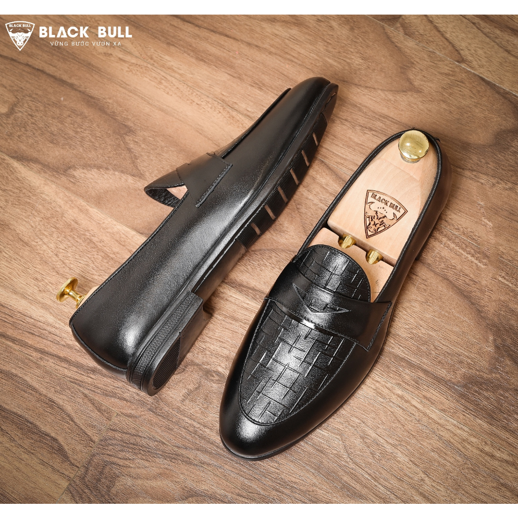 Giày Lười Thiết kế Da bò Cao cấp BLACK BULL BL-09 Đen