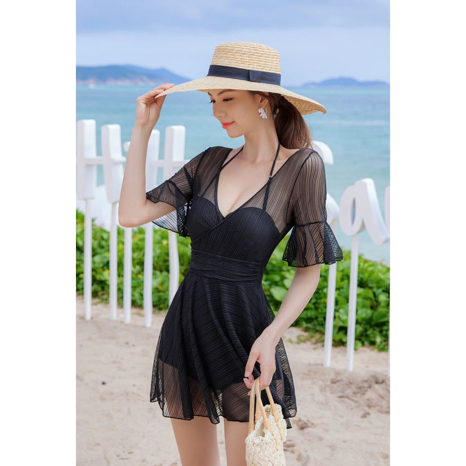 Đồ Bơi Nữ Dạng Váy Kín Đáo Honey Wear Bộ Đồ Đi Biển Tay Ngắn Nữ Phong Cách Trẻ Trung Năng Động A47