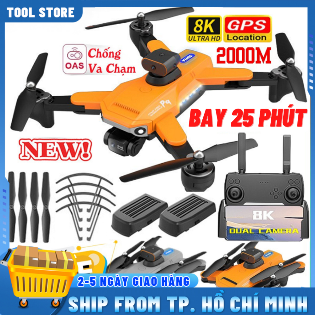 Máy bay drone có camera quay phim chụp ảnh P9 PRO quay phim chụp ảnh HD, Flycam không chổi than chính hãng | BigBuy360 - bigbuy360.vn