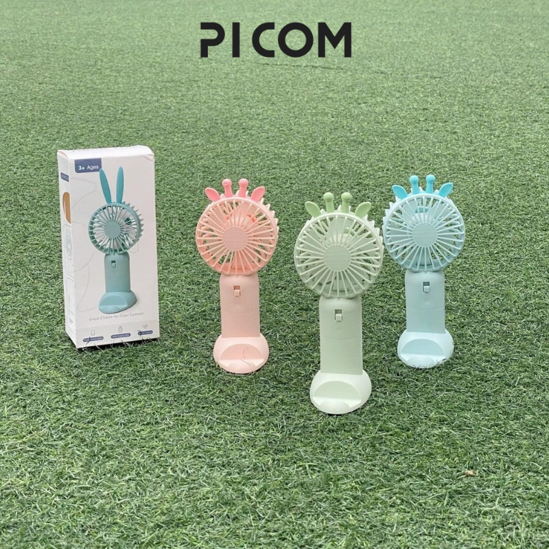 Quạt Tích Điện Mini Cầm Tay Picom K331 K332 K332 K334 Có Đế Làm Kệ Điện Thoại