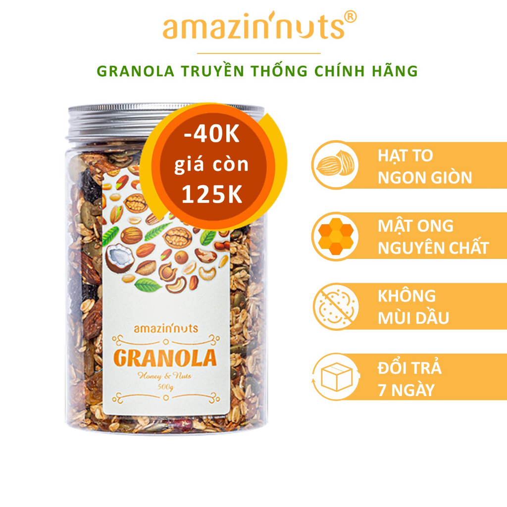 Granola Siêu Hạt To Giòn Vị Truyền Thống - Ngũ Cốc Ăn Kiêng, hỗ trợ giảm cân Từ Các Hạt Dinh Dưỡng Cao Cấp Amazin'nuts