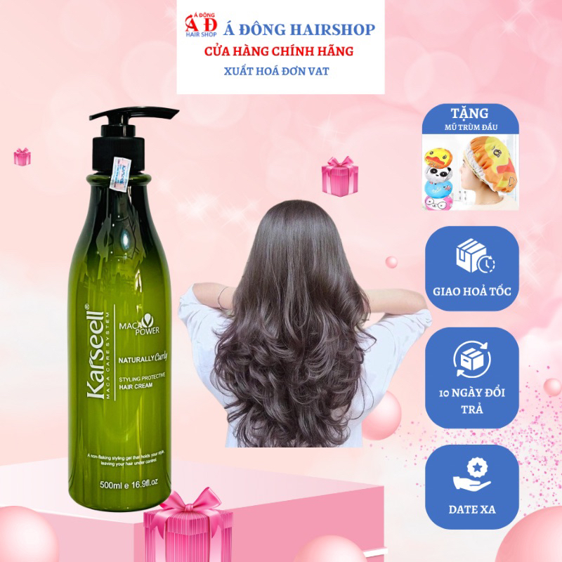 [Tặng mũ trùm] Gel bóp tóc uốn xoăn Karseell Naturally Curly (gel mềm) 500ml