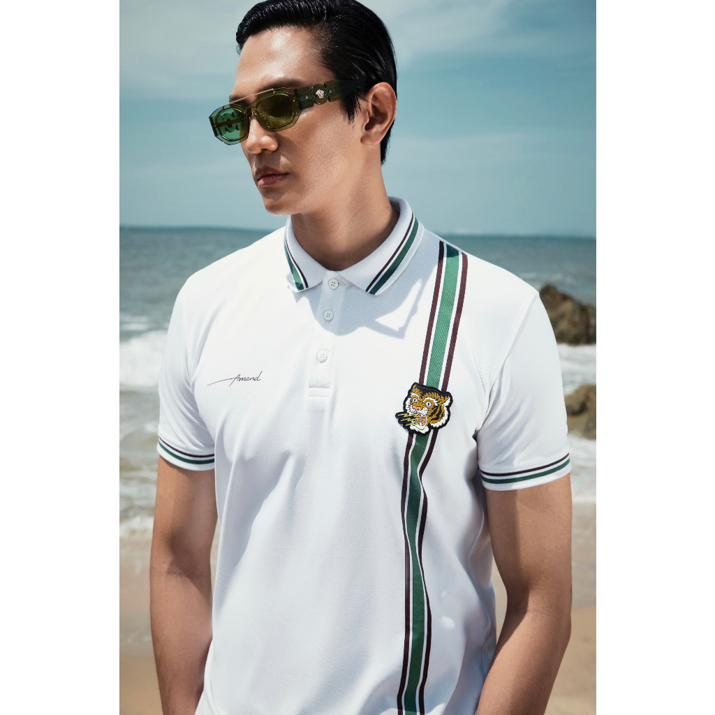 Áo Polo Amand Tiger Patch Polo - White/AP007