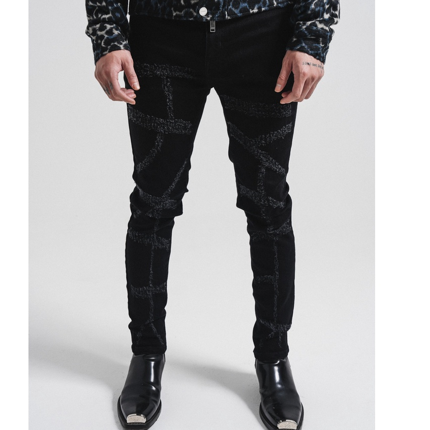 Quần Jeans Amand Spine Distressed Jeans - Black