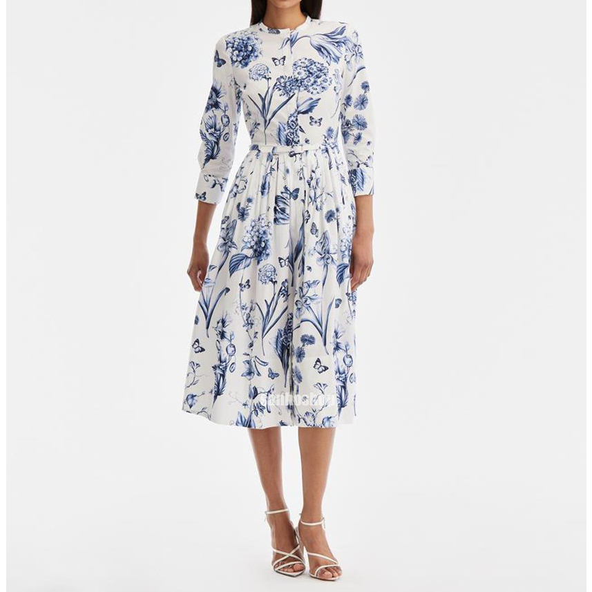 ĐẦM 0SCAR FL0RAL T0ILE BELTED