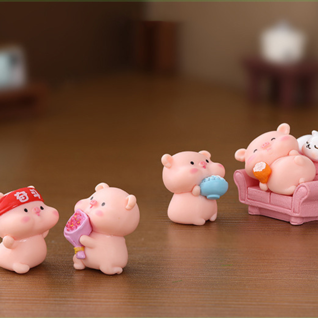 Mô Hình Tiểu Cảnh Heo - decor bàn học, trang trí bàn lam việc,xe hơi, oto mini kích thước 2.5cm x 2.7cm, bằng nhựa ABS