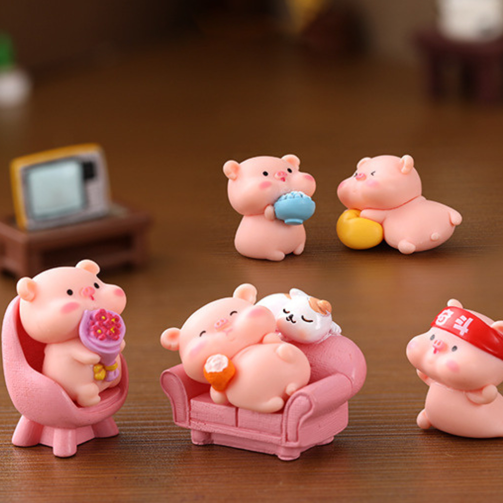 Mô Hình Tiểu Cảnh Heo - decor bàn học, trang trí bàn lam việc,xe hơi, oto mini kích thước 2.5cm x 2.7cm, bằng nhựa ABS