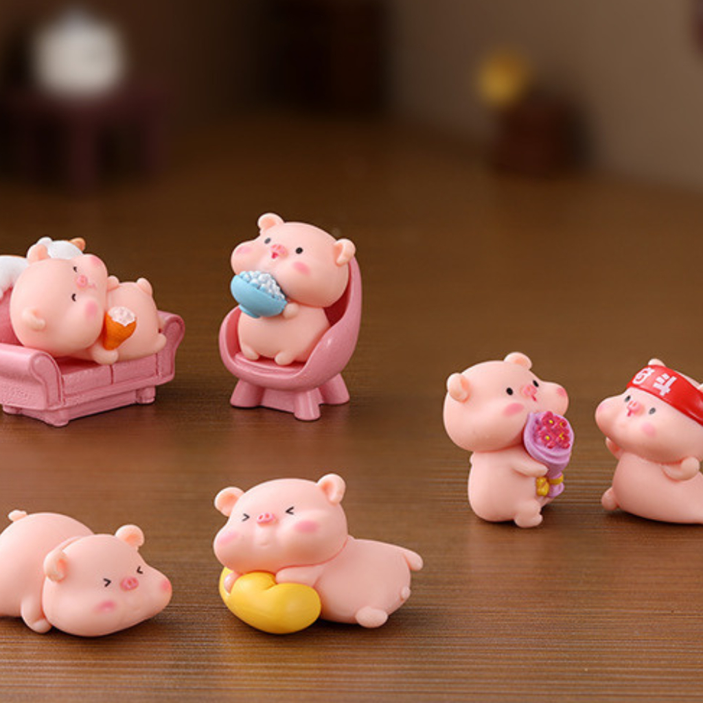 Mô Hình Tiểu Cảnh Heo - decor bàn học, trang trí bàn lam việc,xe hơi, oto mini kích thước 2.5cm x 2.7cm, bằng nhựa ABS