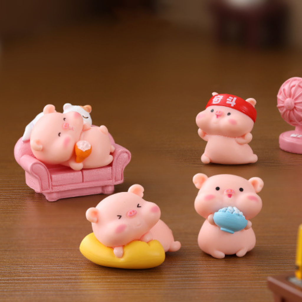 Mô Hình Tiểu Cảnh Heo - decor bàn học, trang trí bàn lam việc,xe hơi, oto mini kích thước 2.5cm x 2.7cm, bằng nhựa ABS