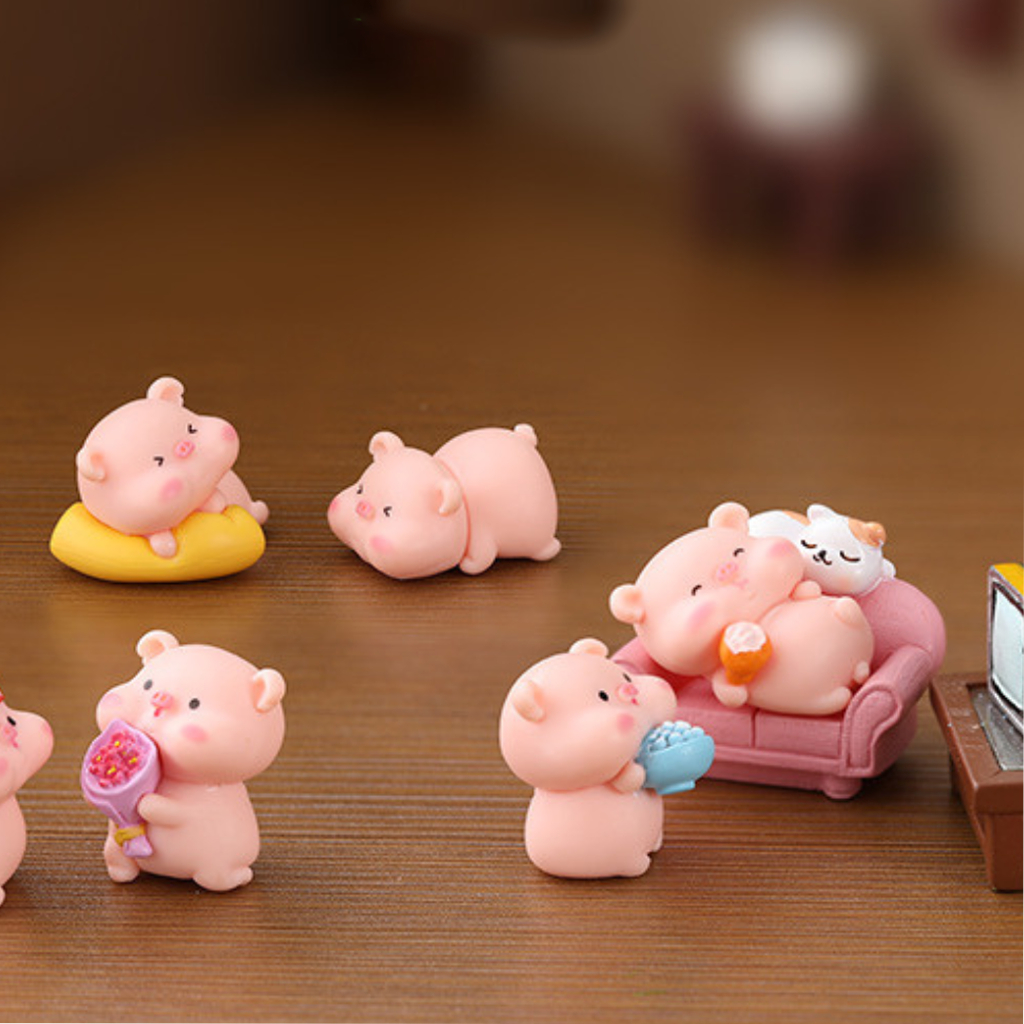 Mô Hình Tiểu Cảnh Heo - decor bàn học, trang trí bàn lam việc,xe hơi, oto mini kích thước 2.5cm x 2.7cm, bằng nhựa ABS