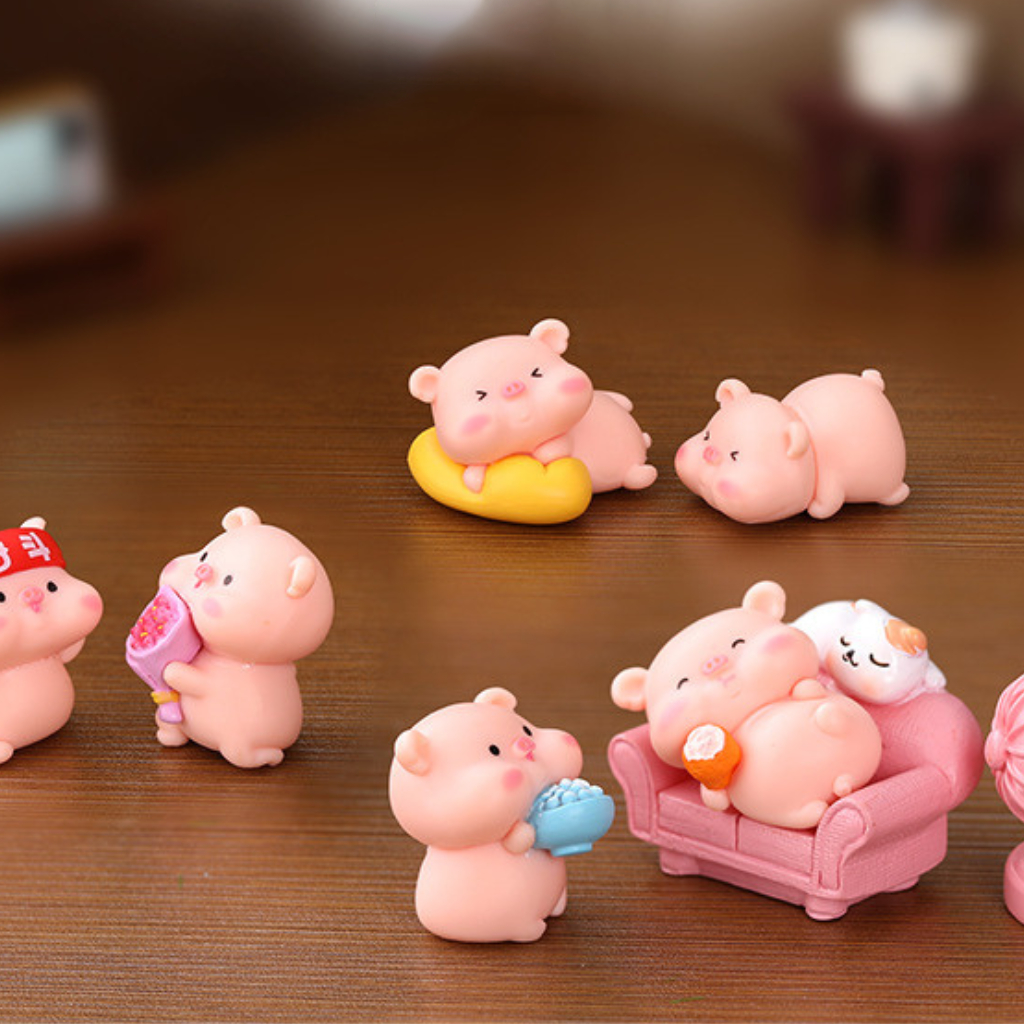 Mô Hình Tiểu Cảnh Heo - decor bàn học, trang trí bàn lam việc,xe hơi, oto mini kích thước 2.5cm x 2.7cm, bằng nhựa ABS