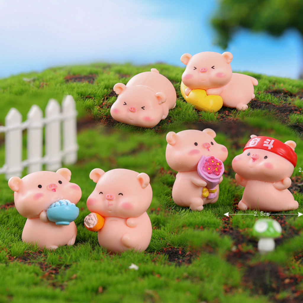 Mô Hình Tiểu Cảnh Heo - decor bàn học, trang trí bàn lam việc,xe hơi, oto mini kích thước 2.5cm x 2.7cm, bằng nhựa ABS