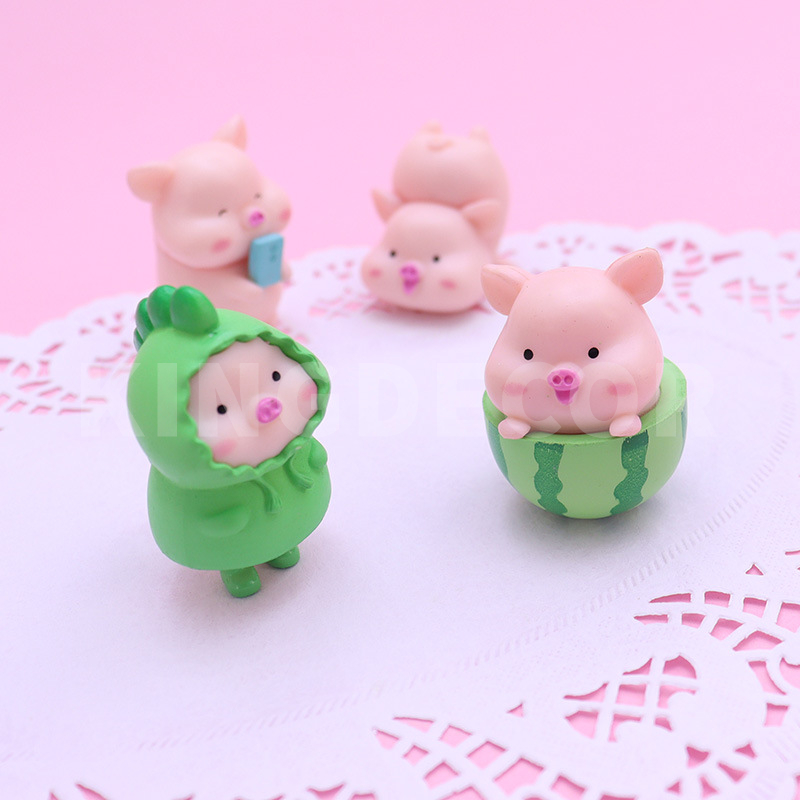 Phụ Kiện Trang Trí Ô Tô Set 7 chú heo mini cute giá rẻ, thích hợp trang trí bàn làm việc, decor bàn học, terrarium
