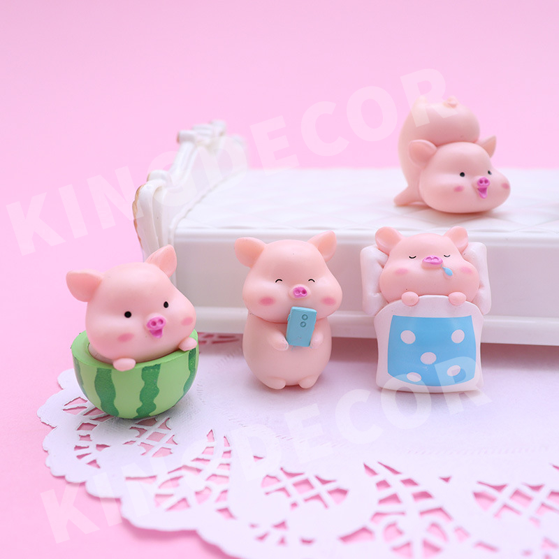 Phụ Kiện Trang Trí Ô Tô Set 7 chú heo mini cute giá rẻ, thích hợp trang trí bàn làm việc, decor bàn học, terrarium