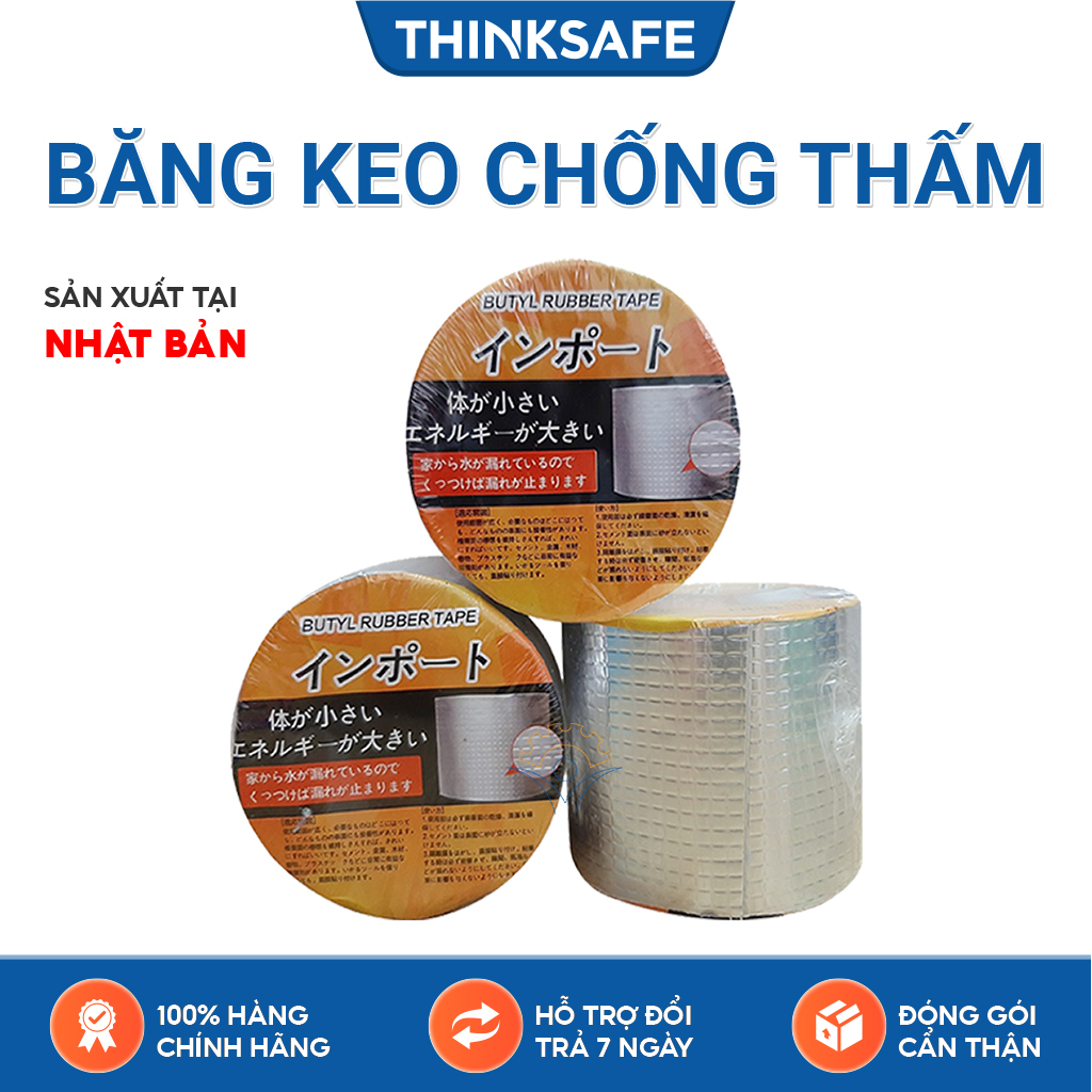 Băng keo chống thấm Nhật Bản chống nước, bề mặt nhôm có tác dụng chịu nhiệt, bền độ dính cao - Thinksafe