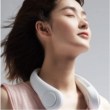 Quạt tích điện mini đeo cổ không cánh tiện lợi thông minh dung lượng pin lớn 3 cấp độ gió mạnh