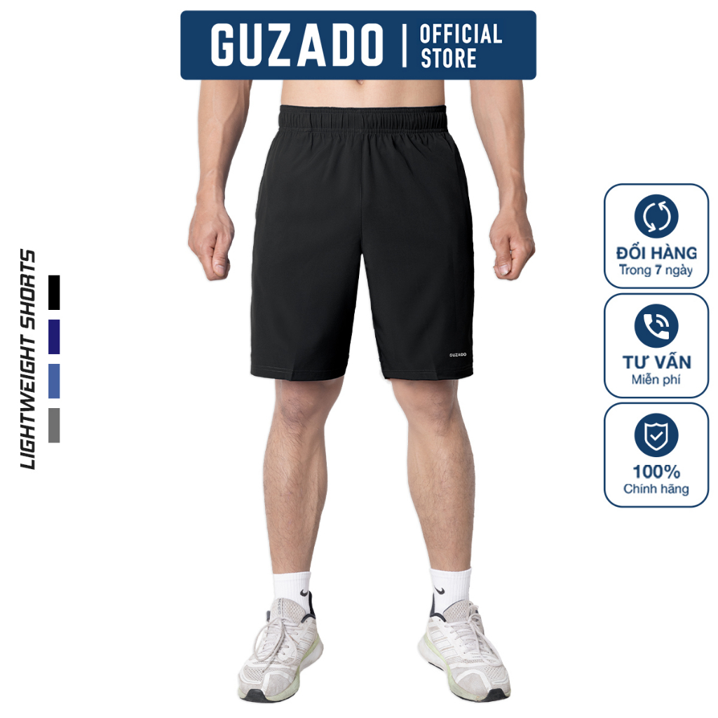 Quần đùi thể thao nam Sporty Shorts GUZADO co giãn thoải mái vận động ngày dài năng động form Regular Fit SR22001
