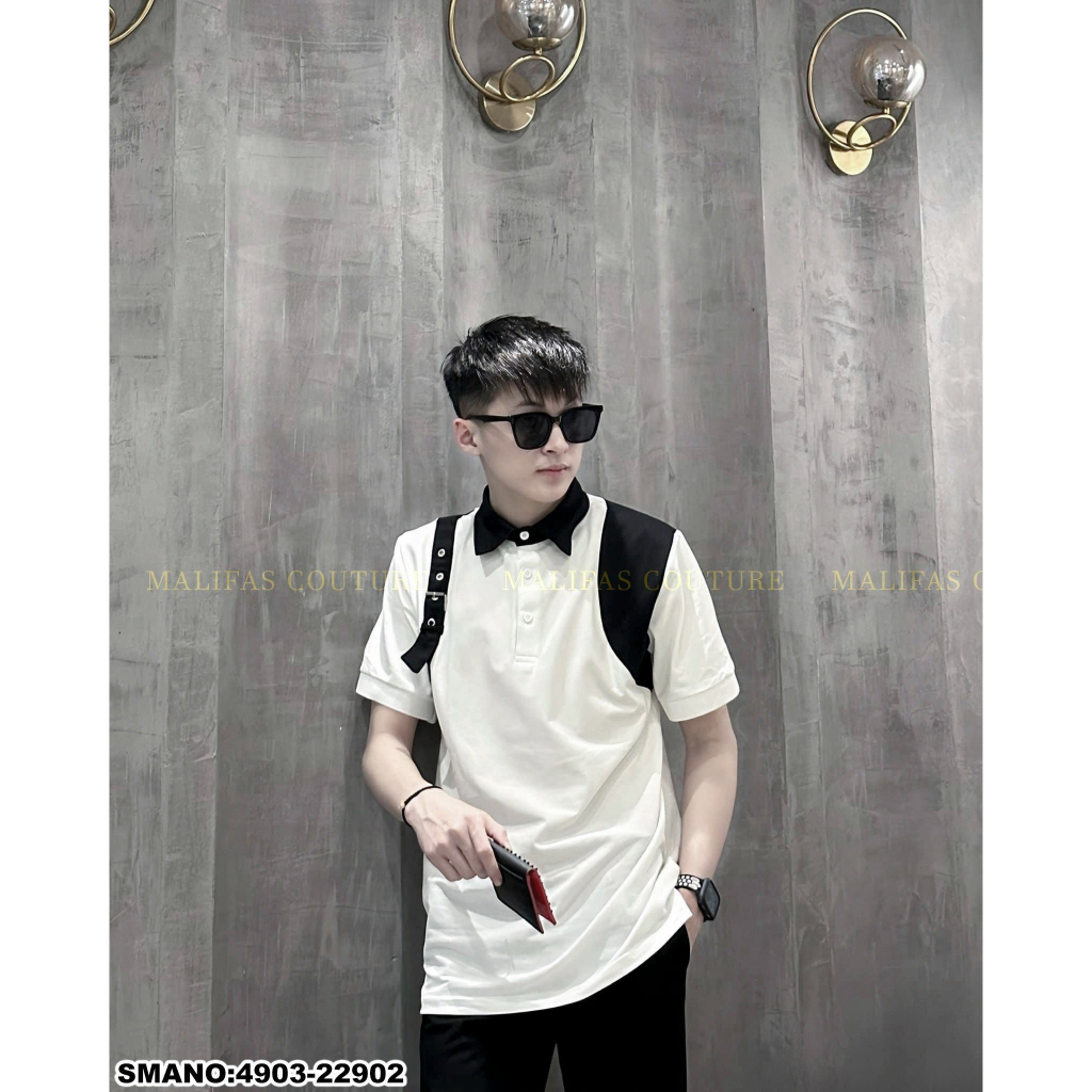 Áo Polo Nam MCQ Phối Khoá Viền Vai Cao Cấp - Áo Phông MCQ Nam Nữ Cổ Bẻ Full Box