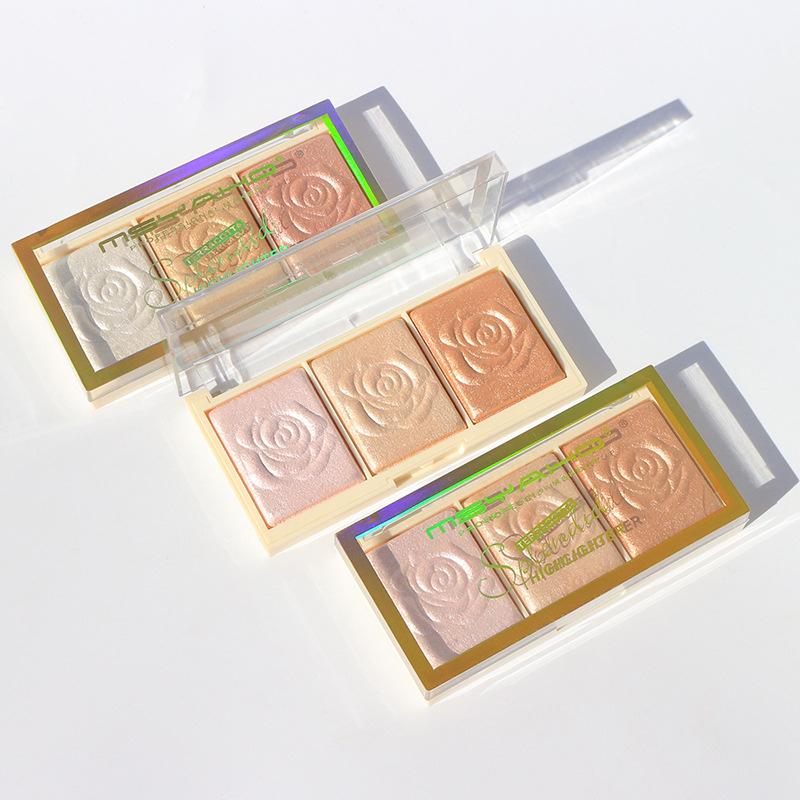 Phấn Phủ Che Khuyết Điểm Và Bắt Sáng Hoa Hồng 3 ô MSYAHO Chất Phấn Siêu Mượt Da