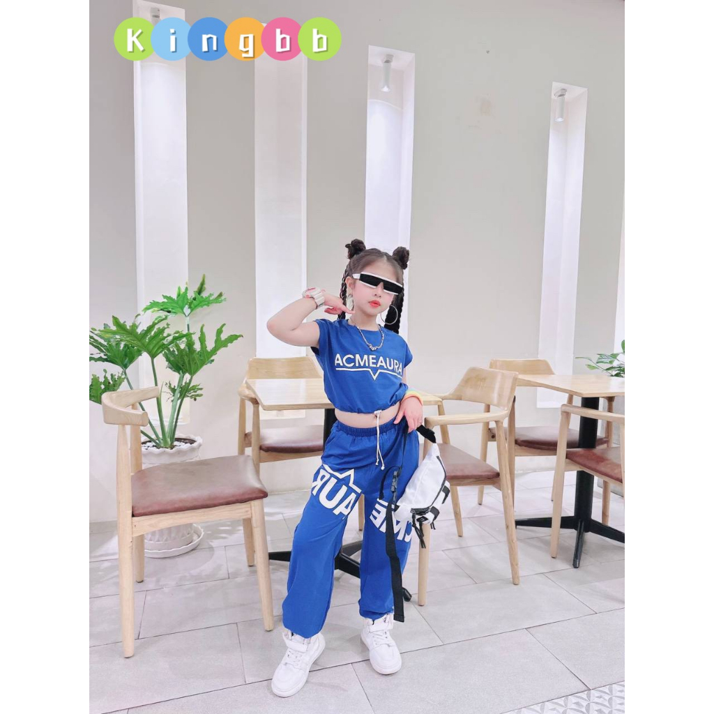 Bộ nhảy cho bé gái cá tính áo croptop sát nách phối quần jogger thun cotton cao cấp co dãn cho bé gái từ 12kg đến 40kg