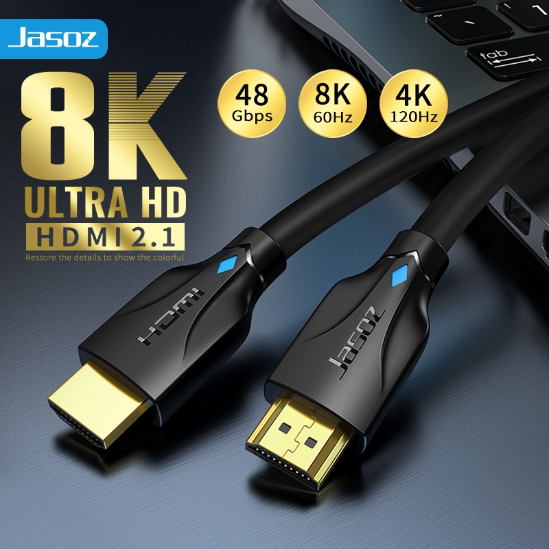 Cáp HDMI JASOZ 8K 2.1 Male to Male Cable thích hợp cho TV máy tính, Hàng chính hãng, Bảo hành 18 tháng