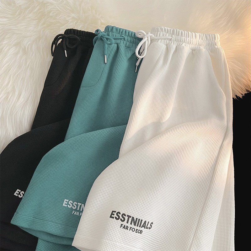 Quần short nam nữ Essential chất cotton dệt tổ ong, quần đùi Unisex thể thao mặc thoáng mát